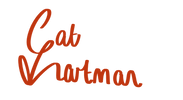 Handwritten name 'Cat Hartman' in red on a white background